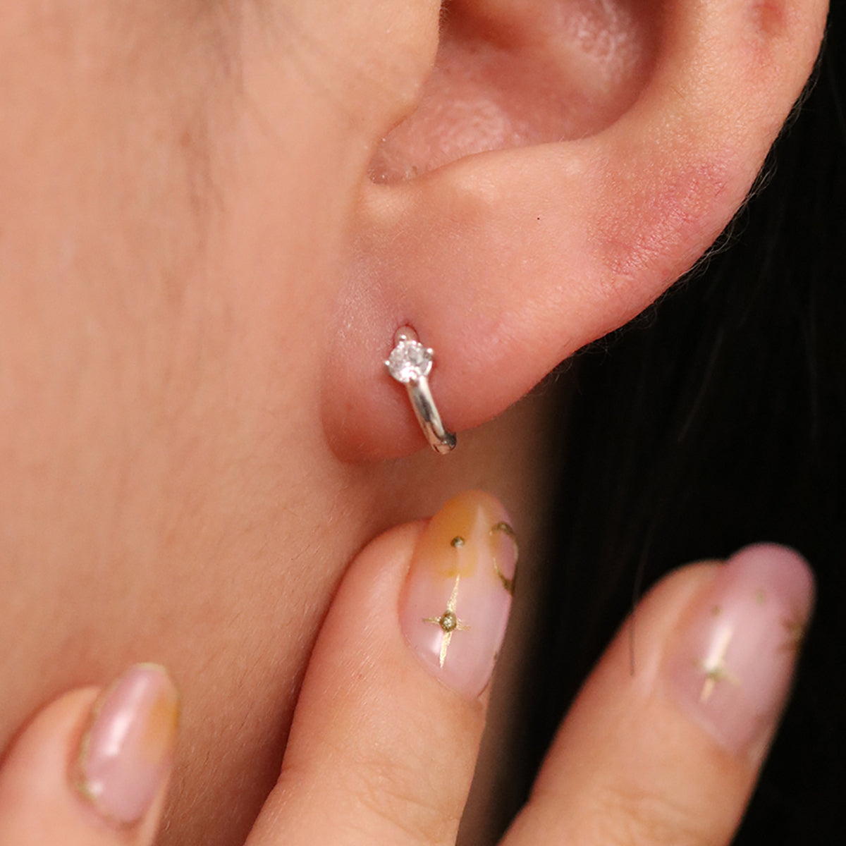 Single Cubic Huggie Earring