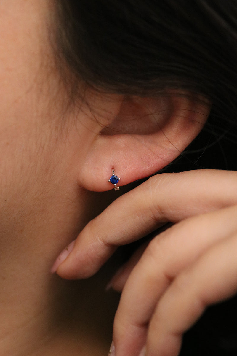 Single lapis lazuli huggie earring