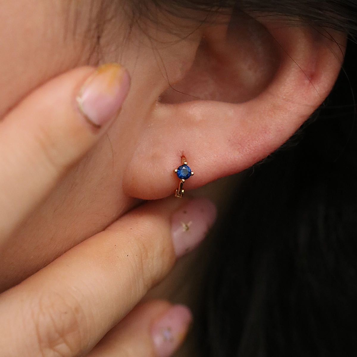 Single Lapis Lazuli Huggie Earring