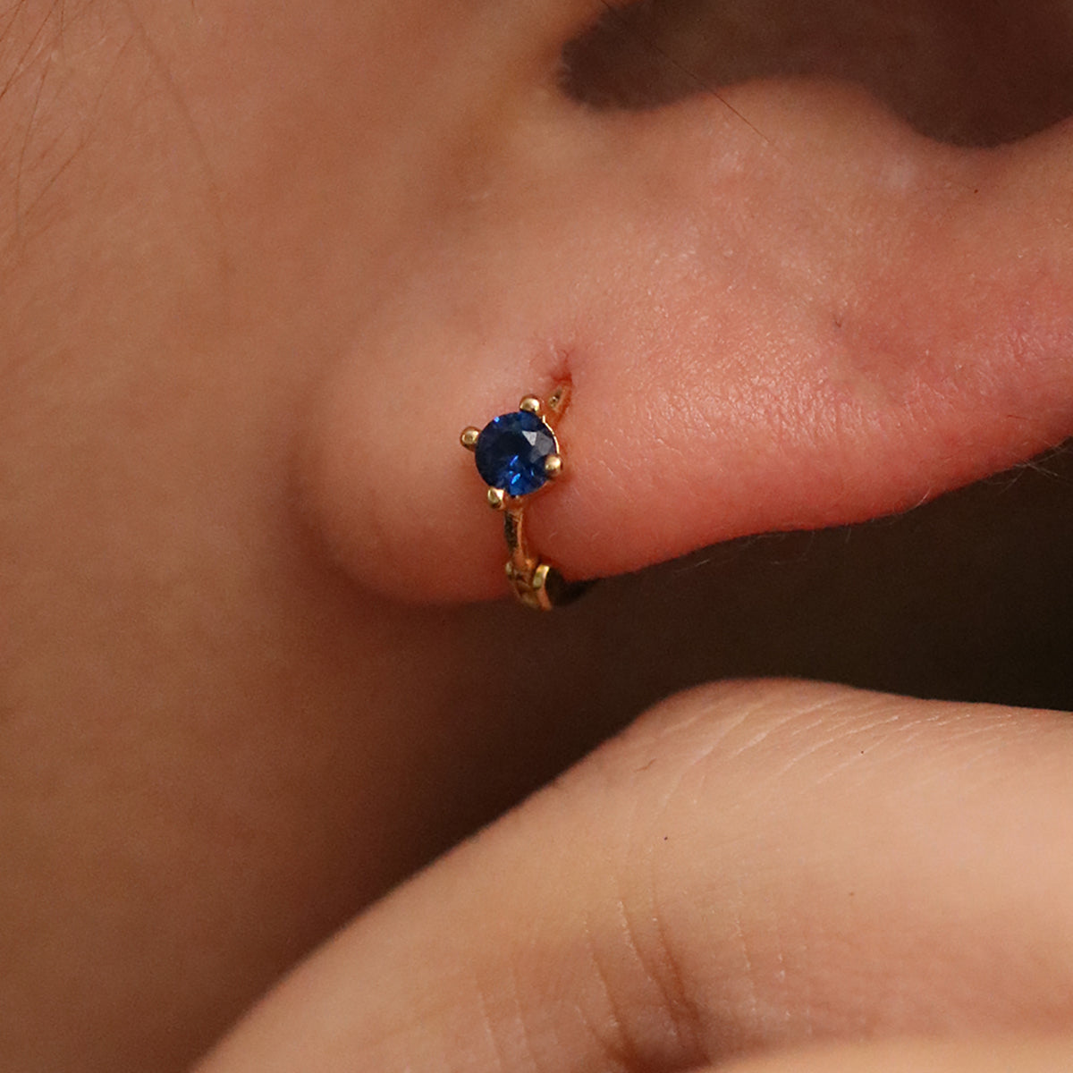 Single Lapis Lazuli Huggie Earring