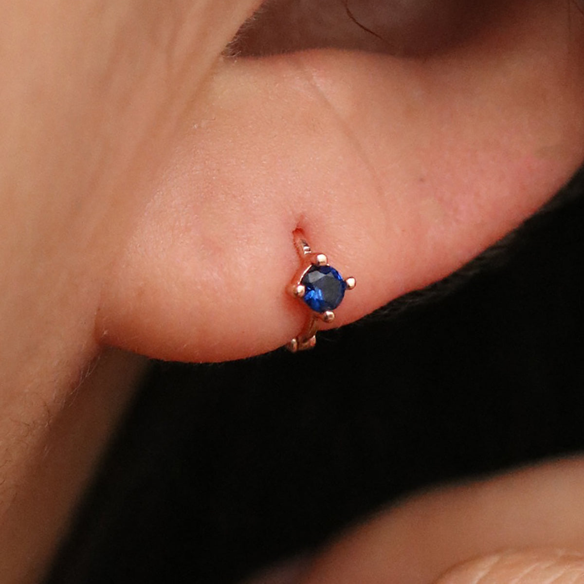 Single Lapis Lazuli Huggie Earring