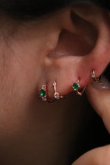 Single green onyx huggie earring