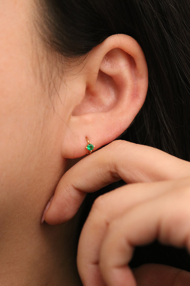 Single green onyx huggie earring