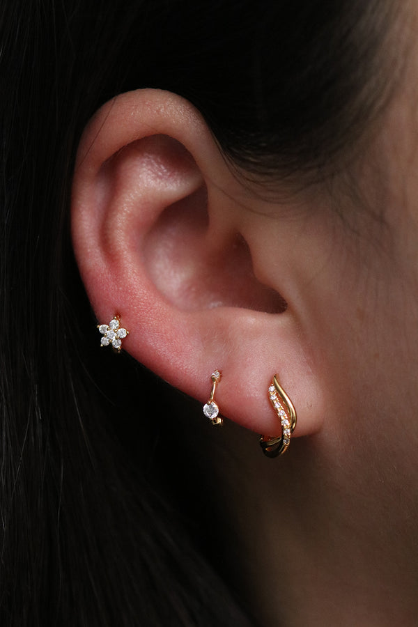 Double cubic huggie earring