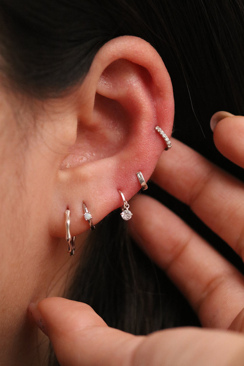 Simple pave huggie earrings