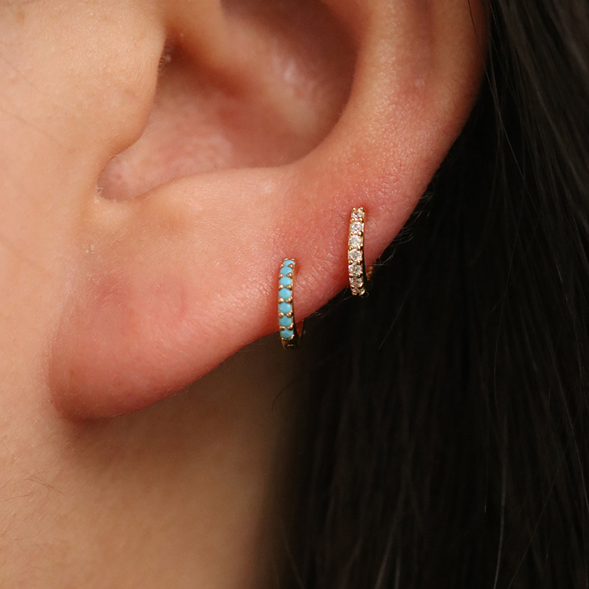 Turquoise Huggie Earrings