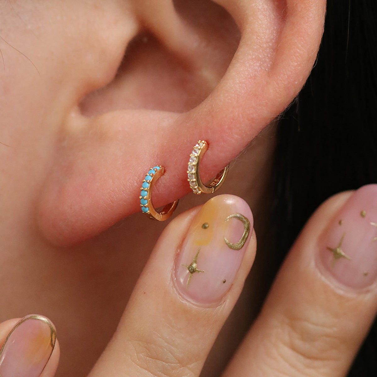 Turquoise Huggie Earrings