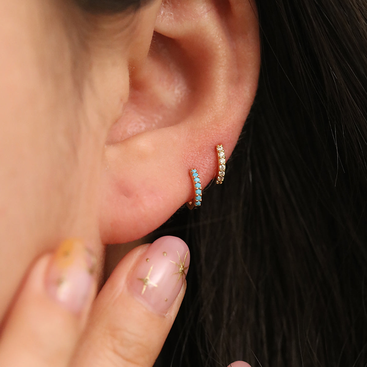 Turquoise Huggie Earrings