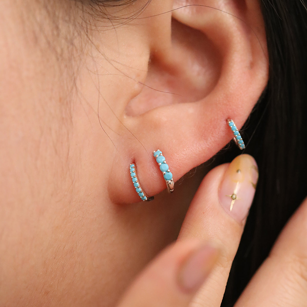 Turquoise Huggie Earrings