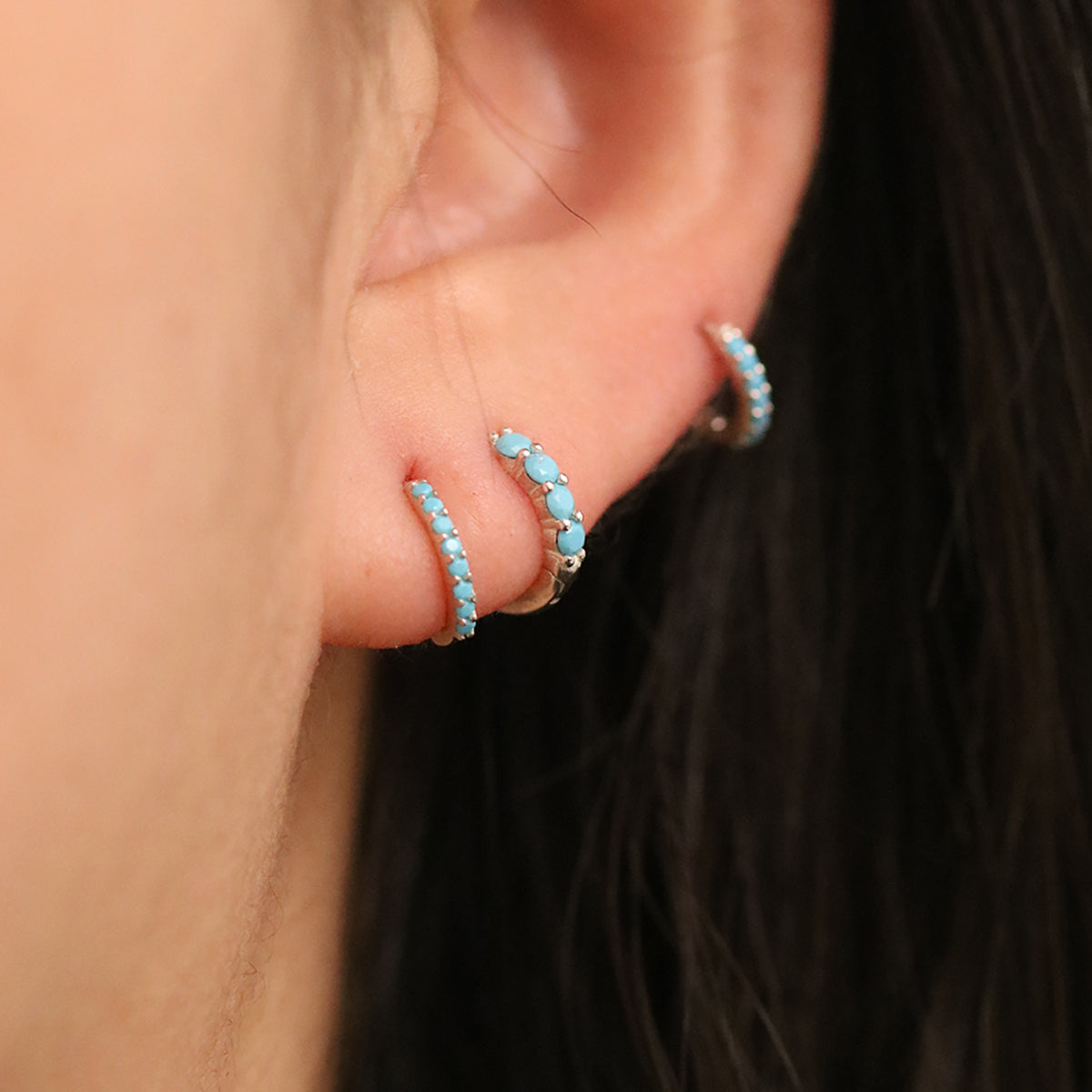 Turquoise Huggie Earrings