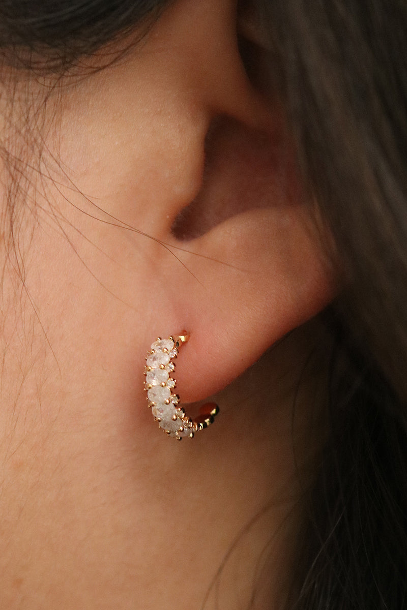 Cubic encased semi-hoop earrings