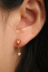 Heart crown dangle earrings
