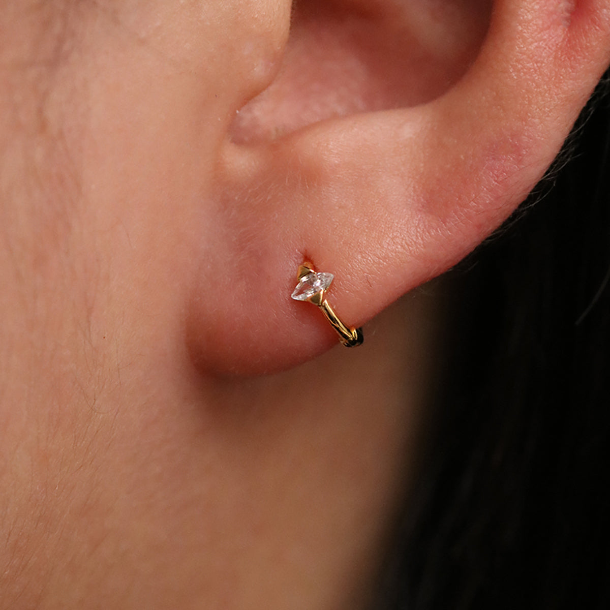 Encased Cubic Huggie Earring