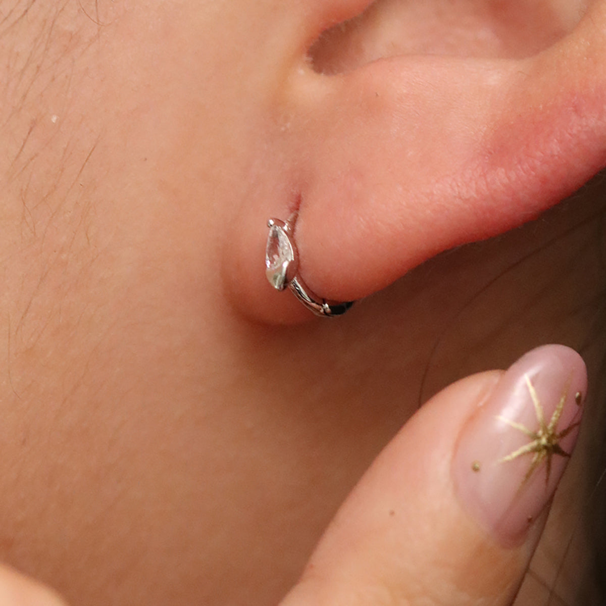 Teardrop Cubic Huggie Earring