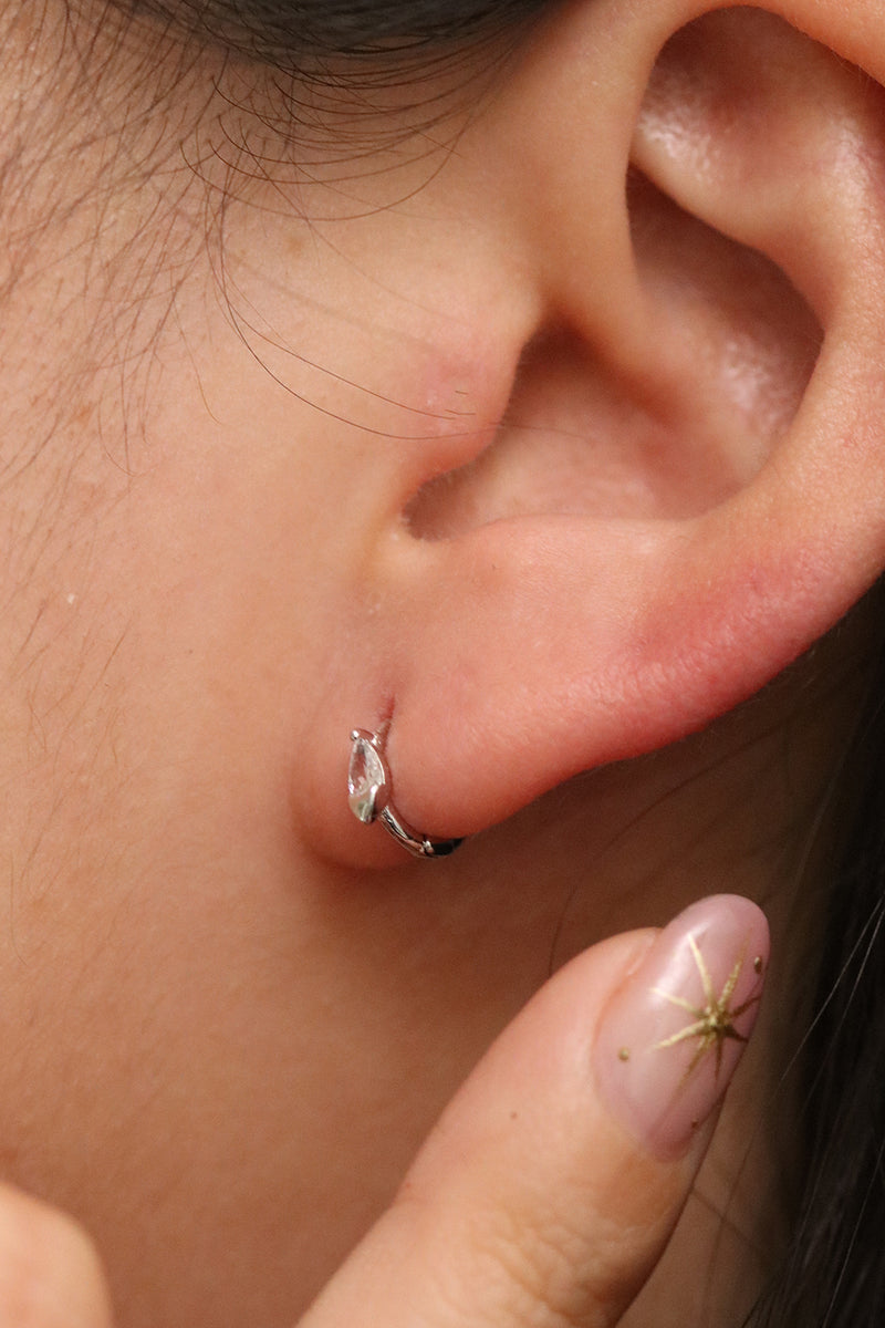 Teardrop cubic huggie earring