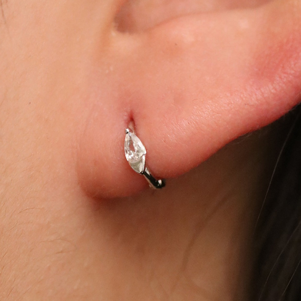 Teardrop Cubic Huggie Earring