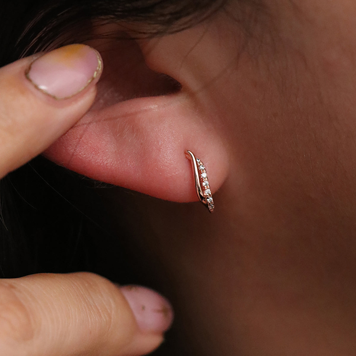 Sleek Curved Huggie Earrings