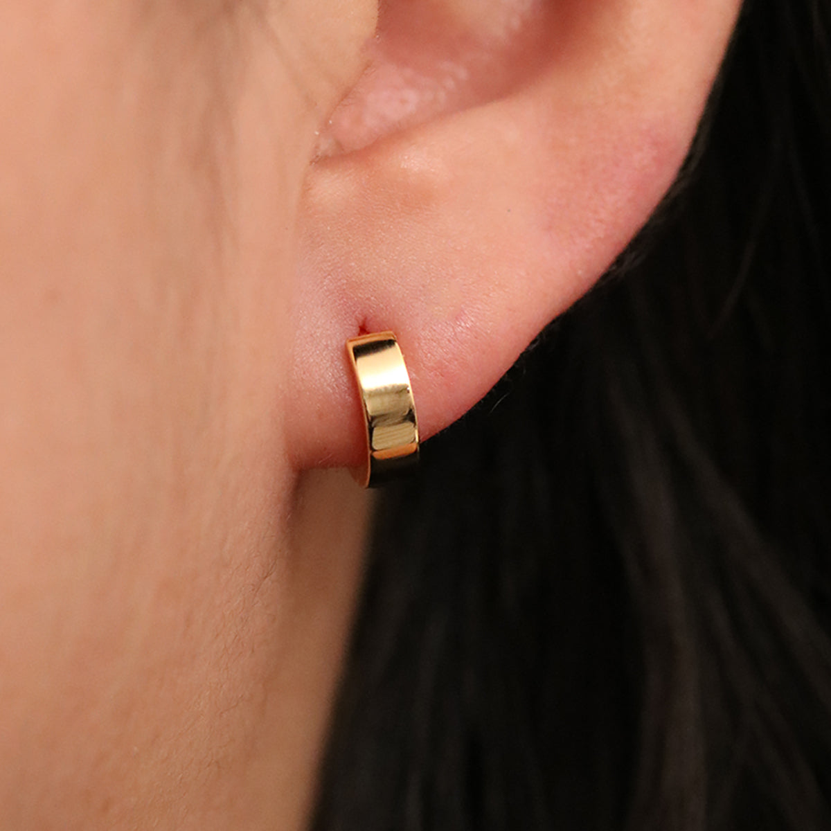 Flat Edge Huggie Earrings