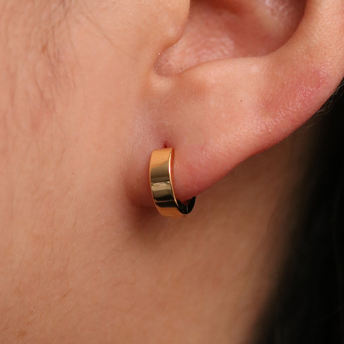 Flat Edge Huggie Earrings