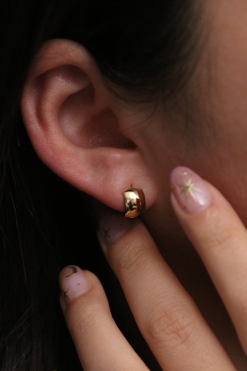 Simple wide huggie earrings