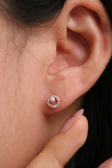 Cubic circle pearl earrings