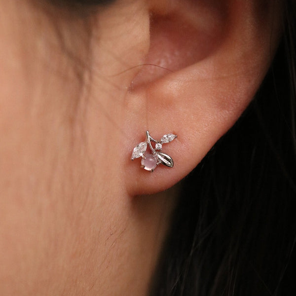 Cubic dew branch earrings