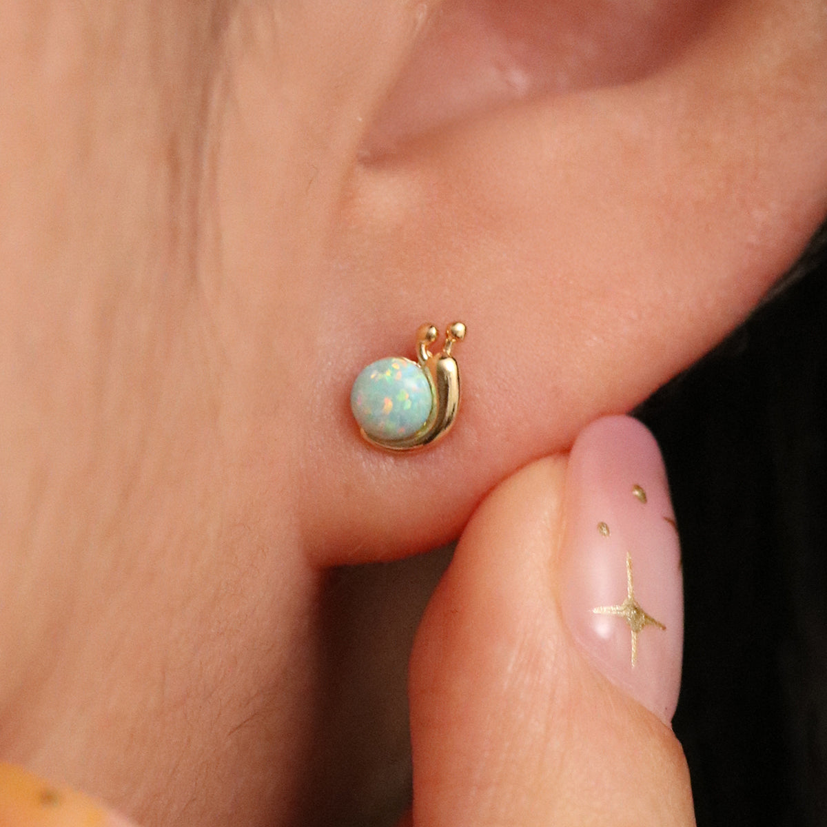 Opal snail earrings