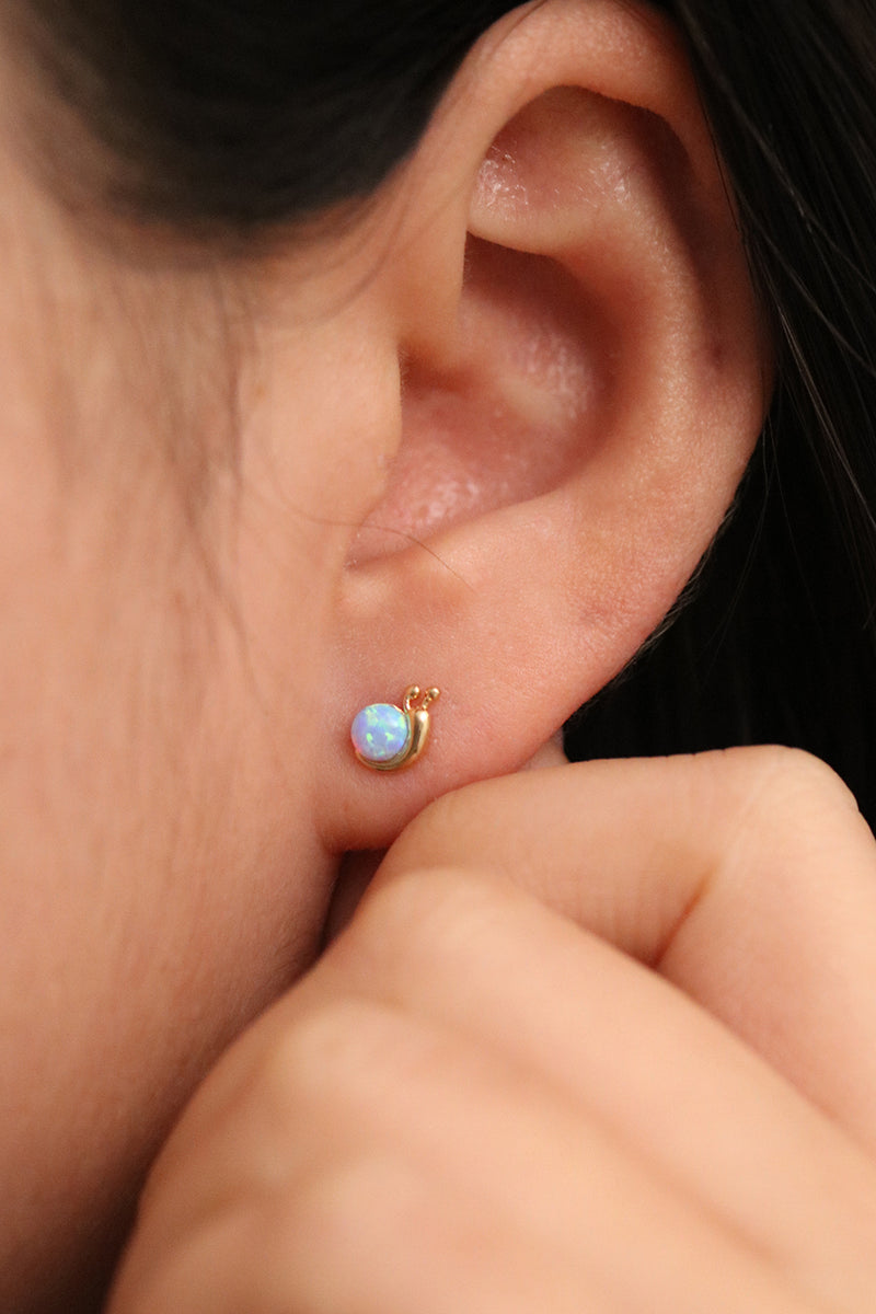 Opal snail earrings
