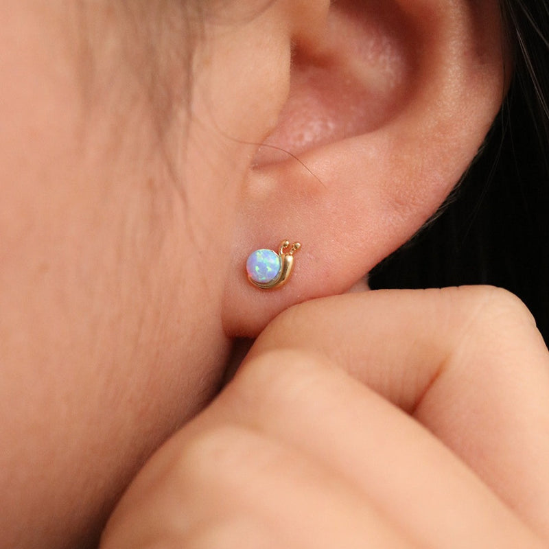 Opal snail earrings