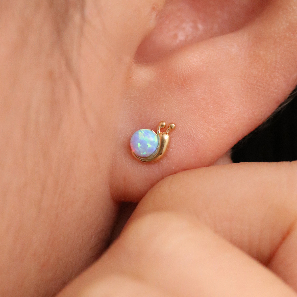 Opal snail earrings