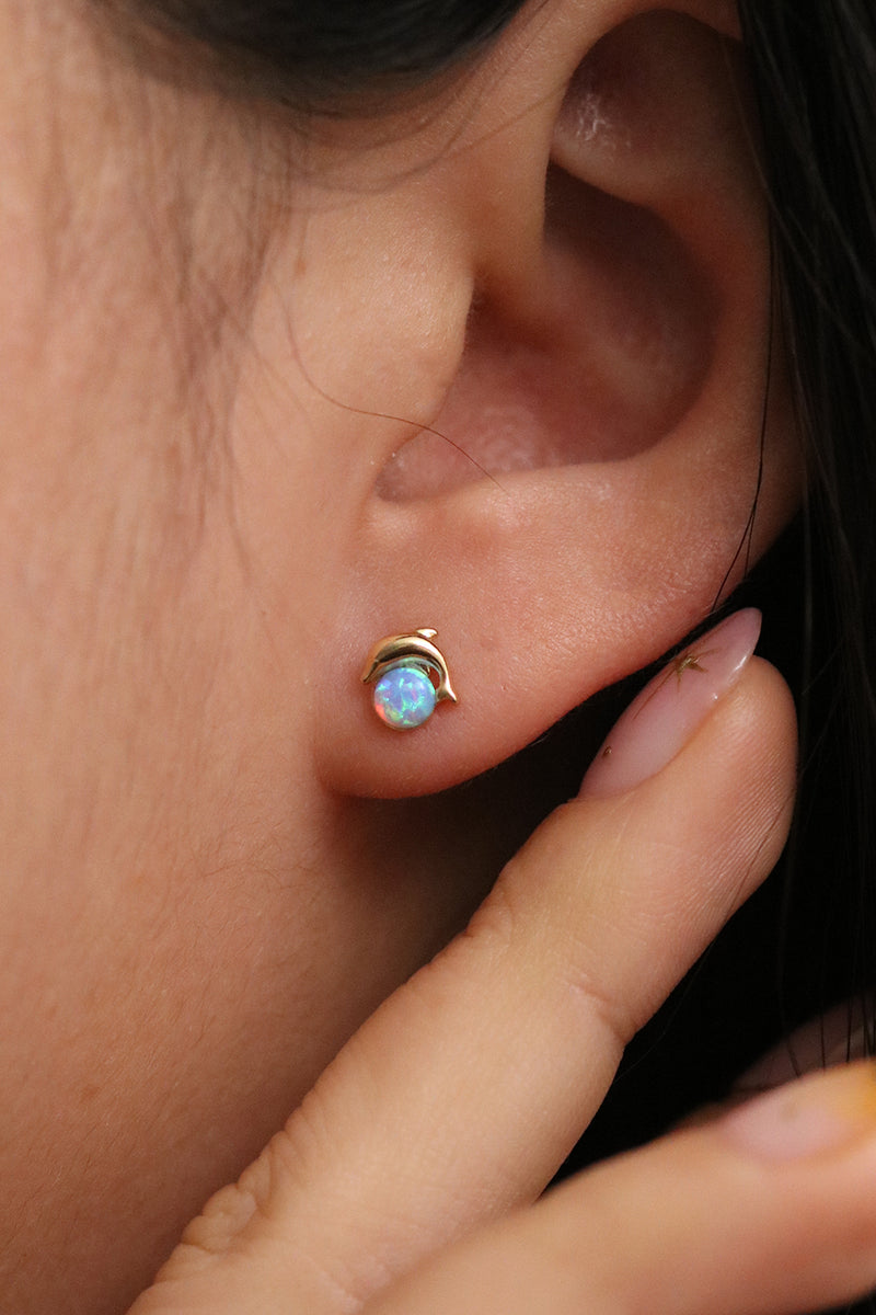 Opal Dolphin earrings