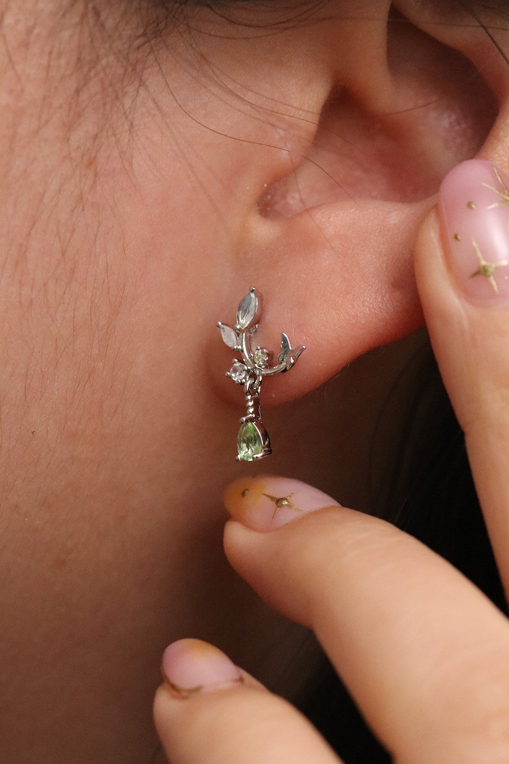 Moonstone branch dangle earrings