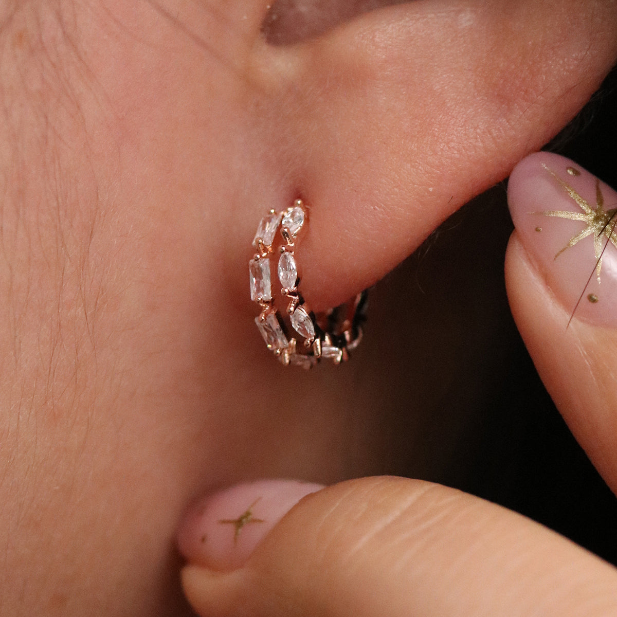 Cascade Sparkle Semi-Hoop Earrings