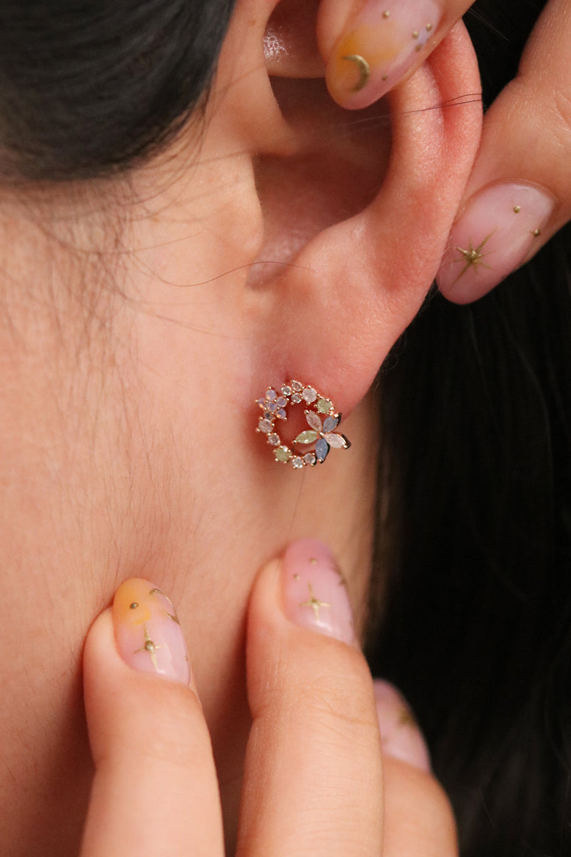 Circular Multi-Colour Flower Earrings
