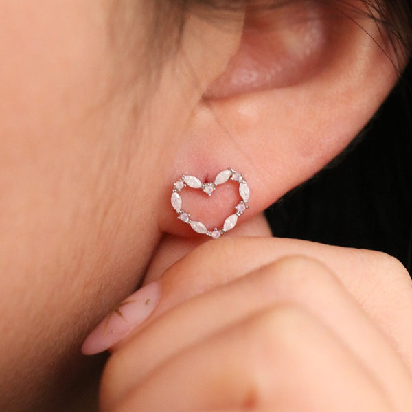 Heart Shaped Moonstone Earrings
