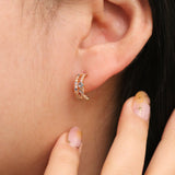 Blue Topaz and Moonstone Semi-Hoop Earrings