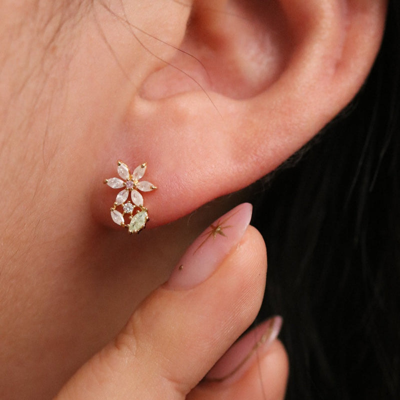 Flower Peridot Earrings