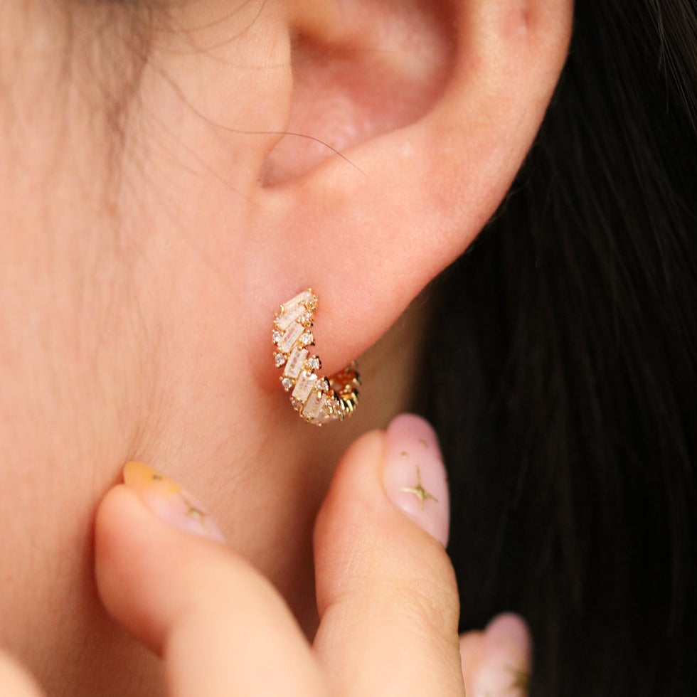 White Topaz Semi-Hoop Earring