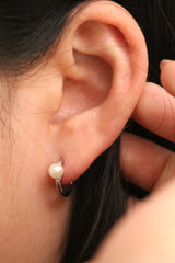 Chunky hoop with pearl earrings