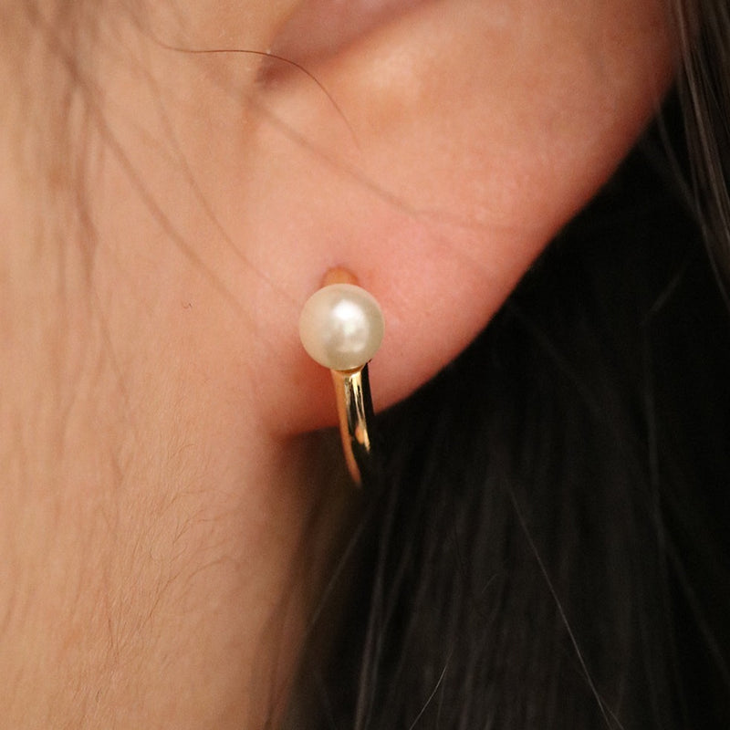 Chunky hoop with pearl earrings