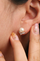 Pearl Triangle Cubic Earrings