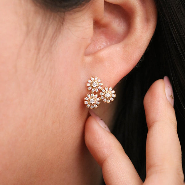Triangle Flower Stud Earrings