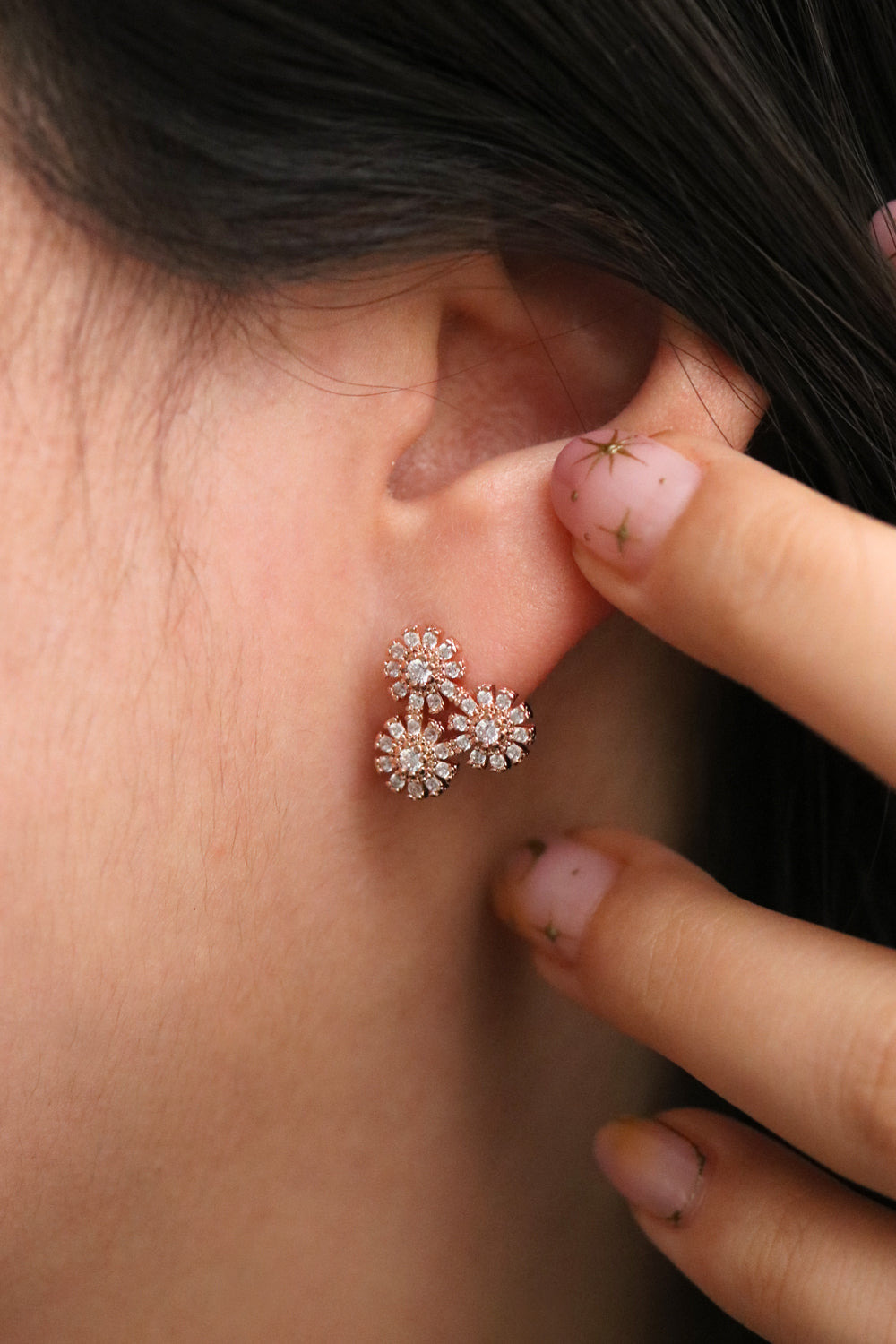 Triangle Flower Stud Earrings