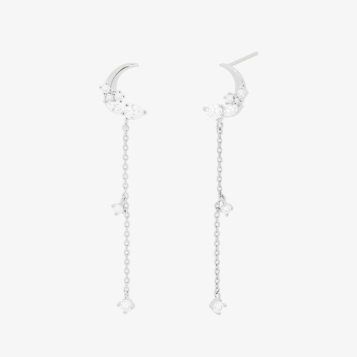 Sparkle Moon Drop Chain Earrings