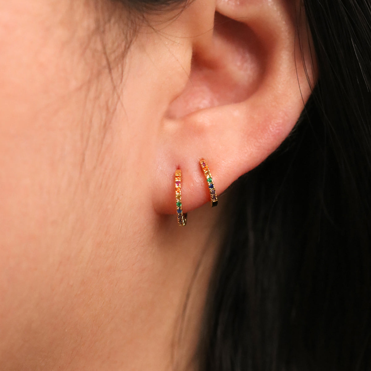 Mini Rainbow Huggie Earrings