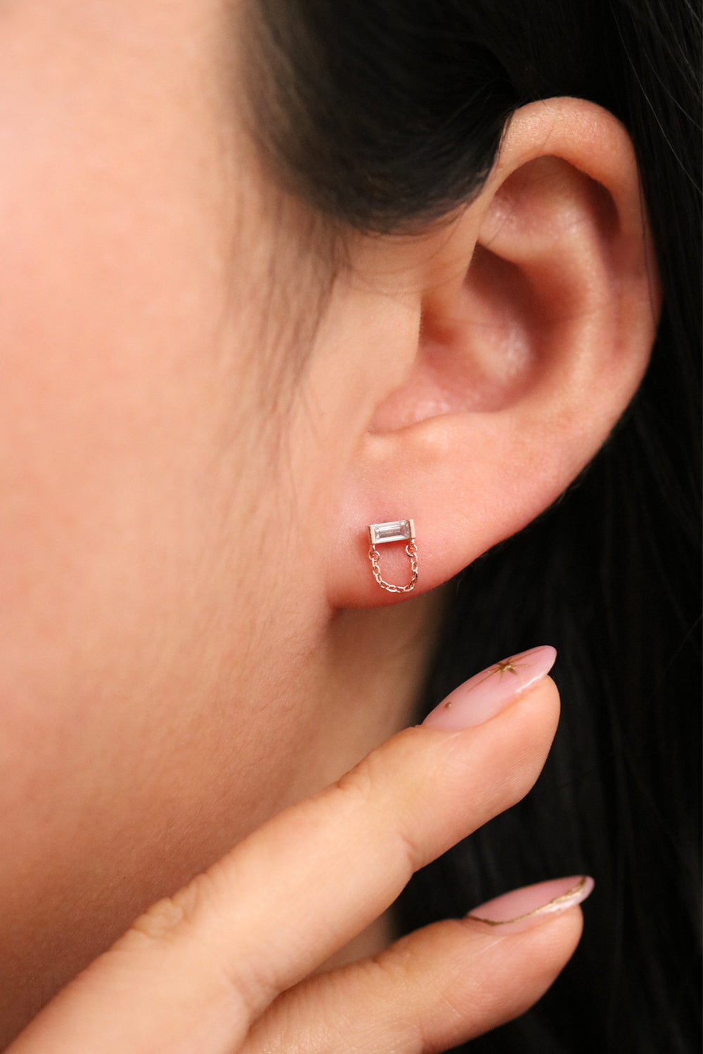 White topaz Chandelier Chain Dangle Earrings