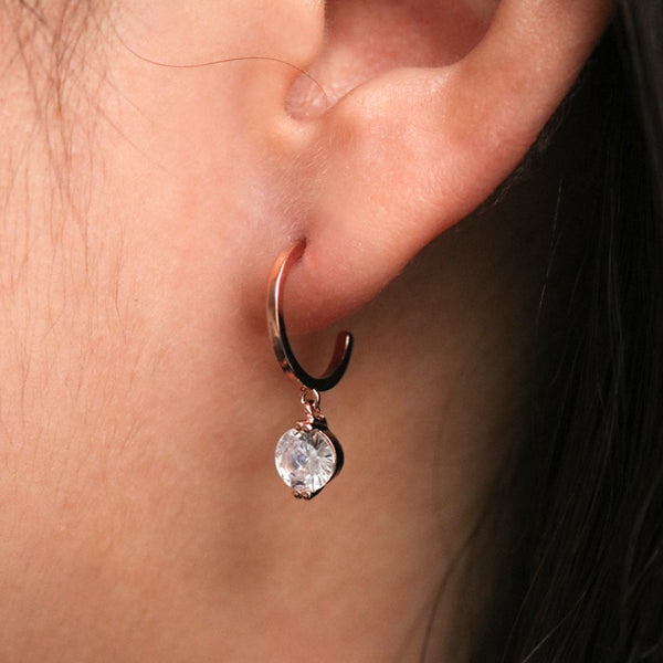 Cubic Dangle Semi-Hoop Earrings
