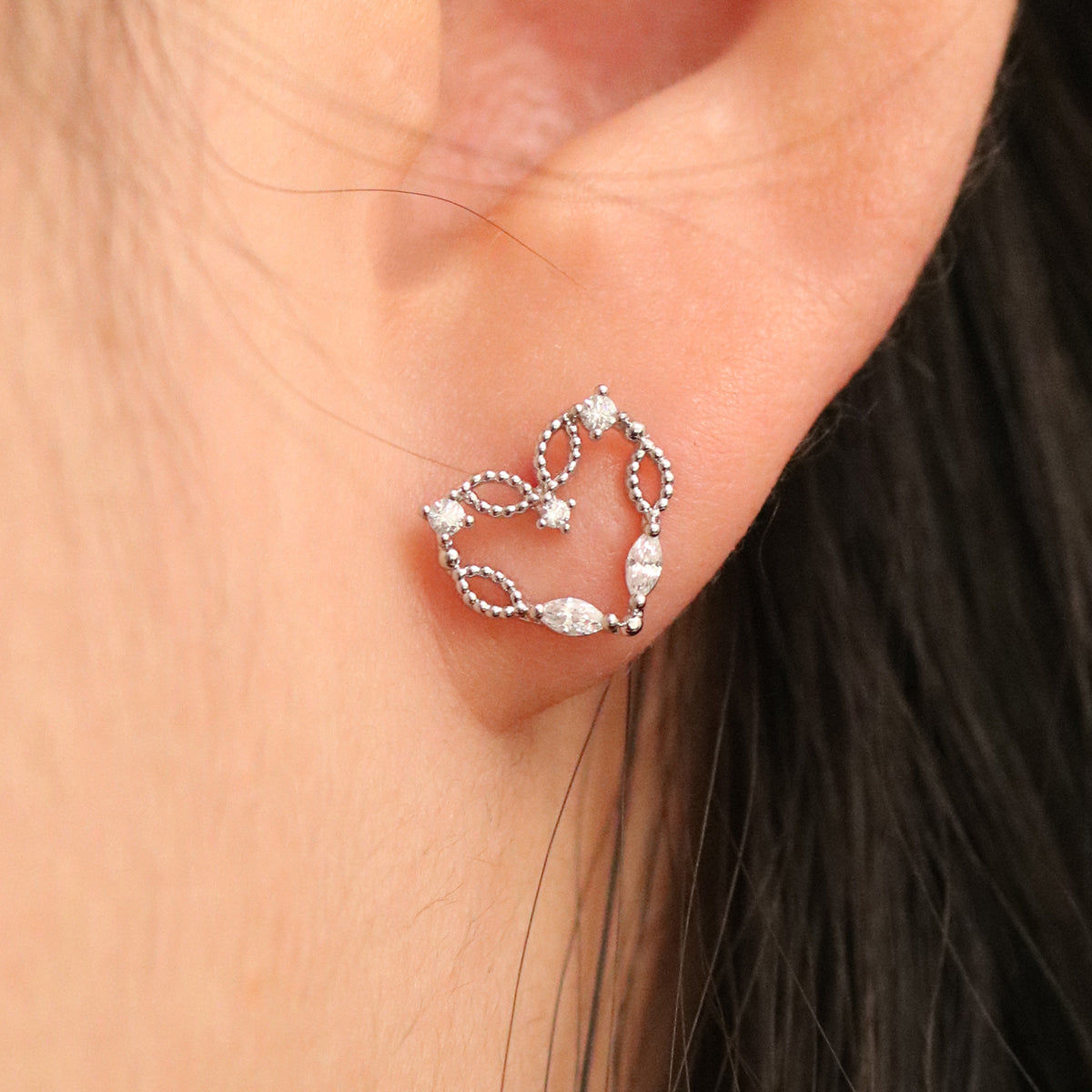 Cubic angled heart earrings