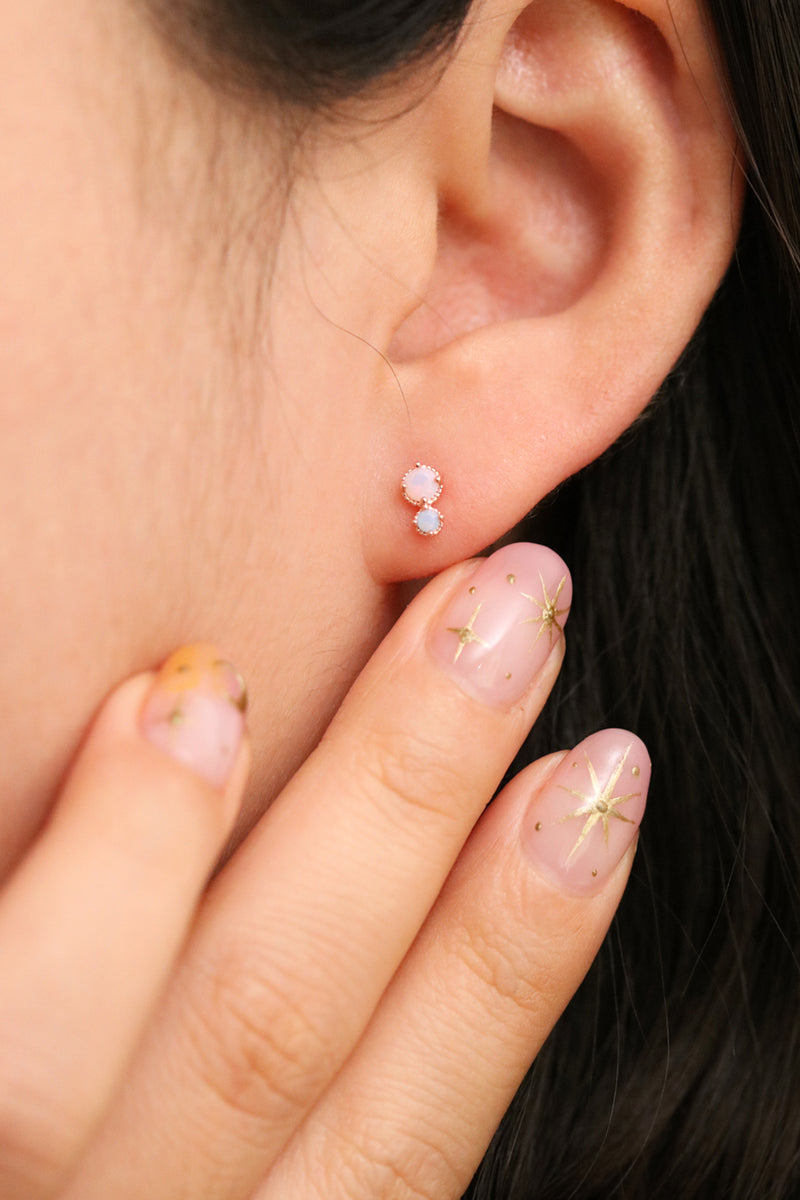Moonstone Double Circle Stud earrings