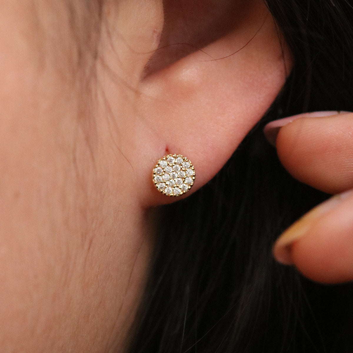 Cubic Circle Stud earrings